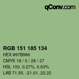 Color code: RGB 151 185 134 | qconv.com