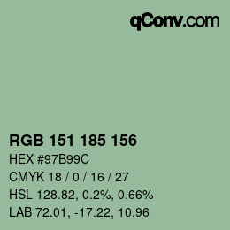 カラーコード: RGB 151 185 156 | qconv.com