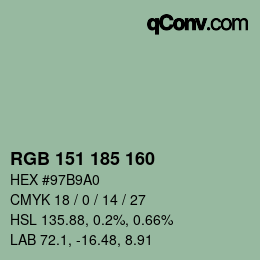 Color code: RGB 151 185 160 | qconv.com