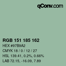 Color code: RGB 151 185 162 | qconv.com