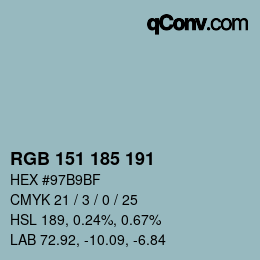 Color code: RGB 151 185 191 | qconv.com
