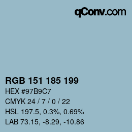 Color code: RGB 151 185 199 | qconv.com