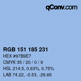 颜色代码: RGB 151 185 231 | qconv.com