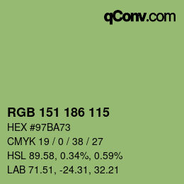 Código de color: RGB 151 186 115 | qconv.com