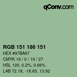 Color code: RGB 151 186 151 | qconv.com