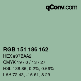 Color code: RGB 151 186 162 | qconv.com