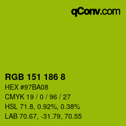 Color code: RGB 151 186 8 | qconv.com