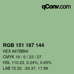カラーコード: RGB 151 187 144 | qconv.com