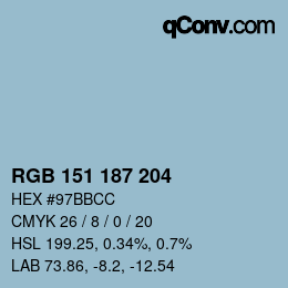 カラーコード: RGB 151 187 204 | qconv.com