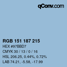 カラーコード: RGB 151 187 215 | qconv.com