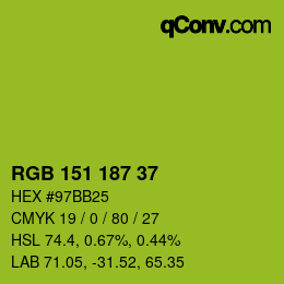 カラーコード: RGB 151 187 37 | qconv.com