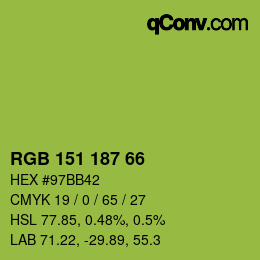 Color code: RGB 151 187 66 | qconv.com