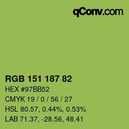 Color code: RGB 151 187 82 | qconv.com