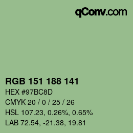Color code: RGB 151 188 141 | qconv.com
