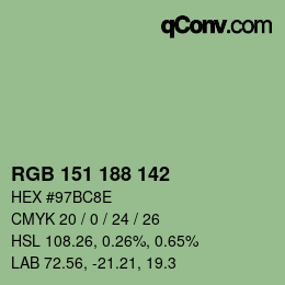 Color code: RGB 151 188 142 | qconv.com