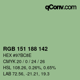 Color code: RGB 151 188 142 | qconv.com