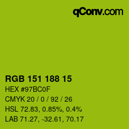 Color code: RGB 151 188 15 | qconv.com