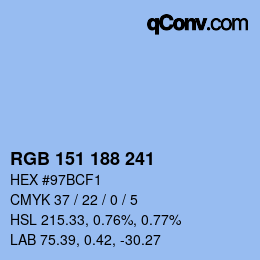 Color code: RGB 151 188 241 | qconv.com