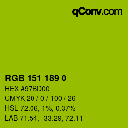 Color code: RGB 151 189 0 | qconv.com