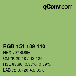 Color code: RGB 151 189 110 | qconv.com