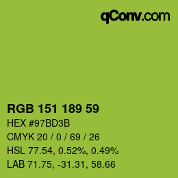 Color code: RGB 151 189 59 | qconv.com