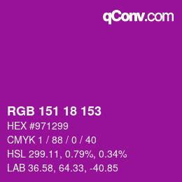 Color code: RGB 151 18 153 | qconv.com