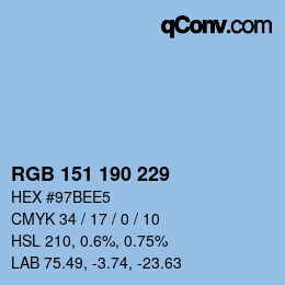 Color code: RGB 151 190 229 | qconv.com