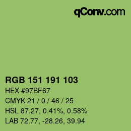 Color code: RGB 151 191 103 | qconv.com