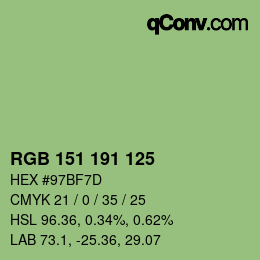 Color code: RGB 151 191 125 | qconv.com