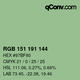Color code: RGB 151 191 144 | qconv.com