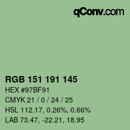 Color code: RGB 151 191 145 | qconv.com