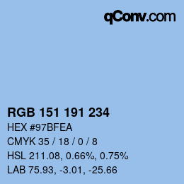 Color code: RGB 151 191 234 | qconv.com