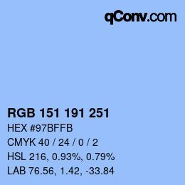 Color code: RGB 151 191 251 | qconv.com