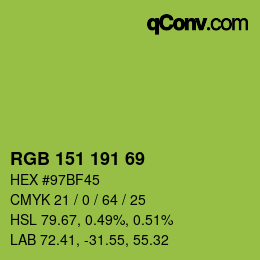 カラーコード: RGB 151 191 69 | qconv.com