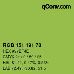 カラーコード: RGB 151 191 78 | qconv.com