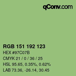 カラーコード: RGB 151 192 123 | qconv.com