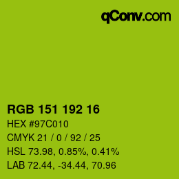 Color code: RGB 151 192 16 | qconv.com