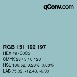 カラーコード: RGB 151 192 197 | qconv.com