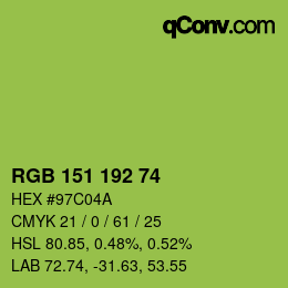 カラーコード: RGB 151 192 74 | qconv.com