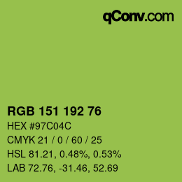 Color code: RGB 151 192 76 | qconv.com