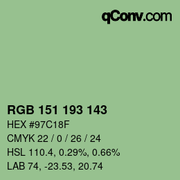 Color code: RGB 151 193 143 | qconv.com