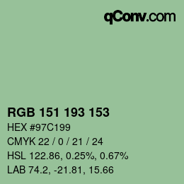 Color code: RGB 151 193 153 | qconv.com