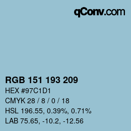 Color code: RGB 151 193 209 | qconv.com