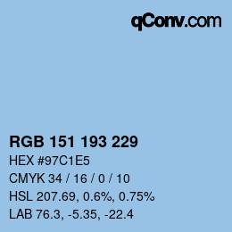 カラーコード: RGB 151 193 229 | qconv.com
