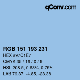 カラーコード: RGB 151 193 231 | qconv.com