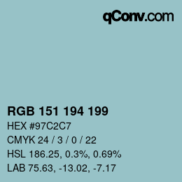 Color code: RGB 151 194 199 | qconv.com