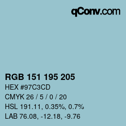 Color code: RGB 151 195 205 | qconv.com