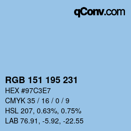 Color code: RGB 151 195 231 | qconv.com