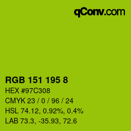 Color code: RGB 151 195 8 | qconv.com