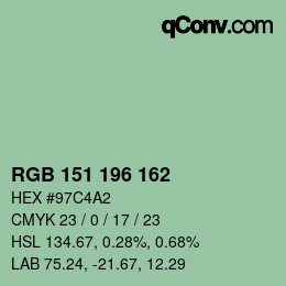 Color code: RGB 151 196 162 | qconv.com